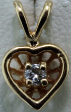   14kYellow Gold Small Diamond Heart Basket Pendant FREE SHIP 